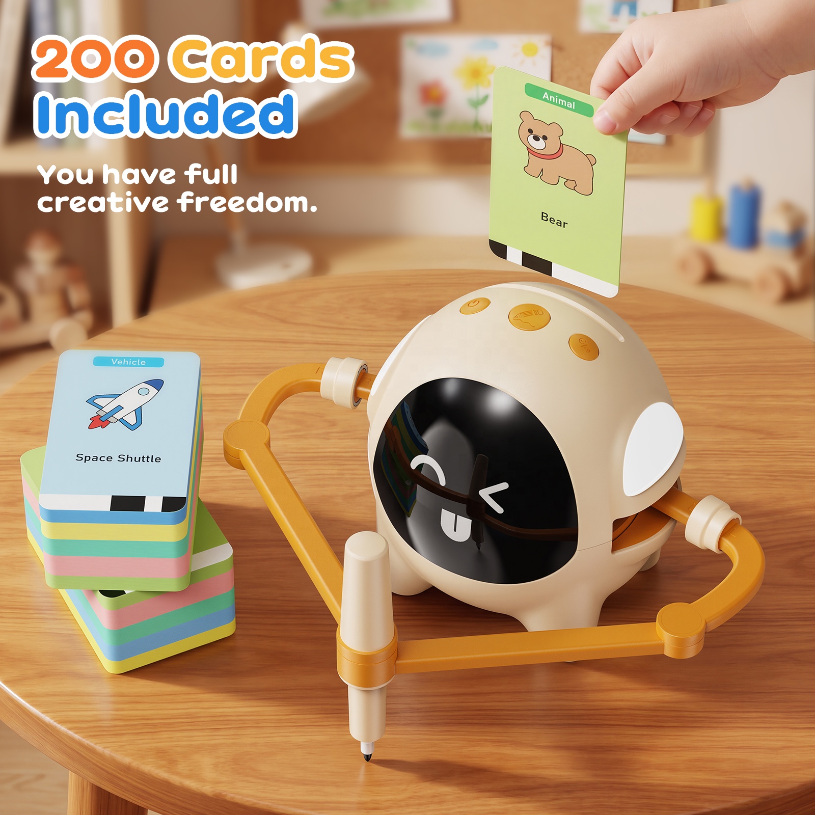 Smart Kids Drawing Robot Artist 200 Cards Music Interactive Educational Art Toy for 3+ Year Olds STEM Birthday Gift