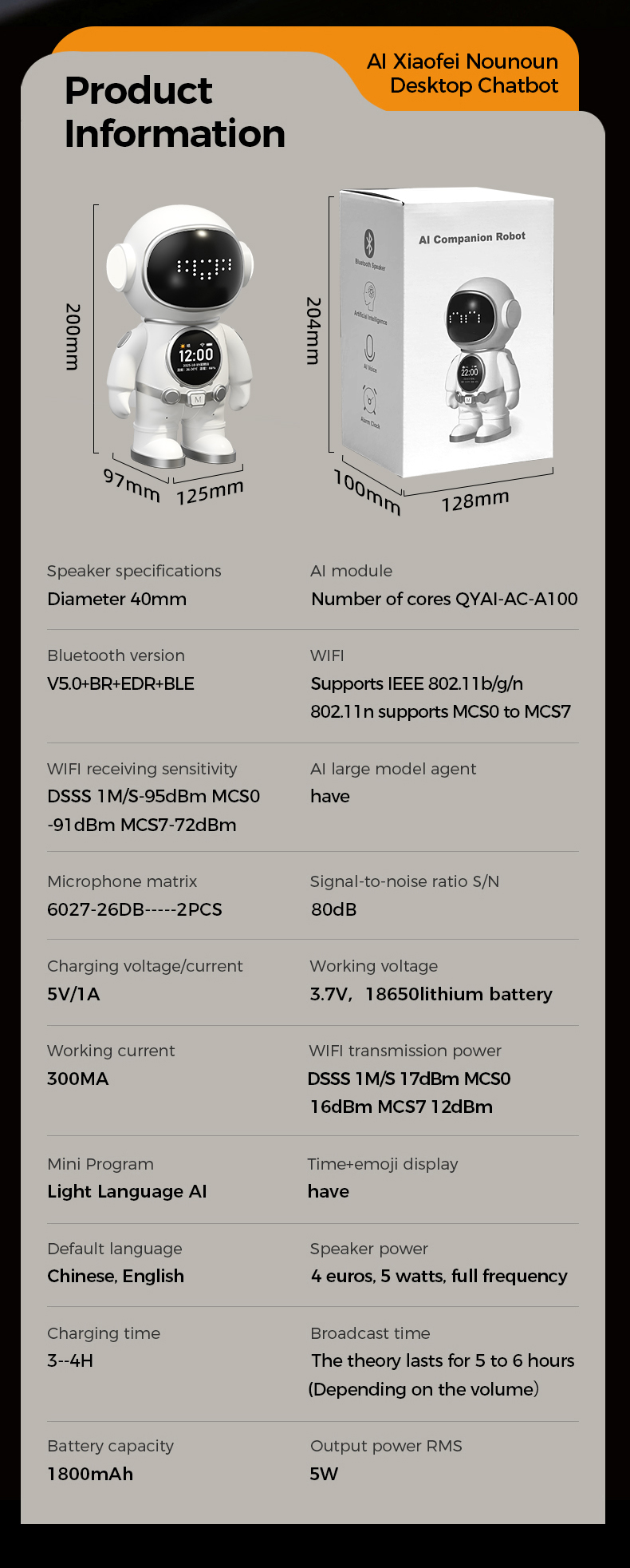 AI Desktop Emo Smart Robot WiFi Voice Control, Emotional Companion Kids Adults, Multilingual AI Desk Buddy Gift Home Office