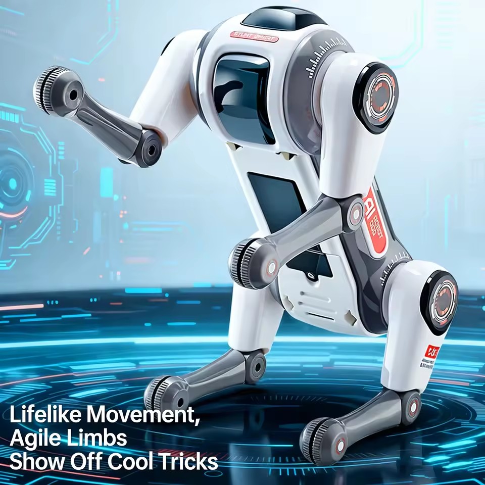 STEM Robotic Pet 2 4G RC Bionic Stunt Robot Dog With Lifelike Tricks AI Voice Interaction And Dynamic LED Light And
