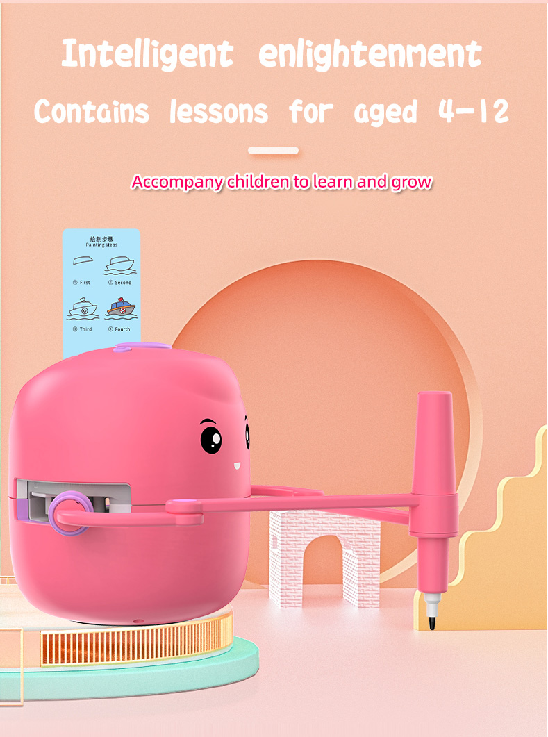 JXD Educational Toddlers Drawing Robot Machine Flash Card Drawing Enlightenment Painting Teaching AI Robot for Kids Study