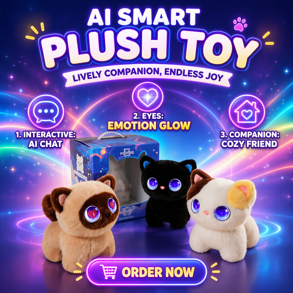 Smart AI Talking Cat Plush Toy-Interactive Educational Companion Robot with Emotional Feedback for Kids