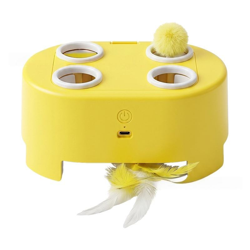 Wholesale Multifunctional Electric Cat Toy Bionic Pop Ball Feather Teaser USB Charging Pet Interactive Toy