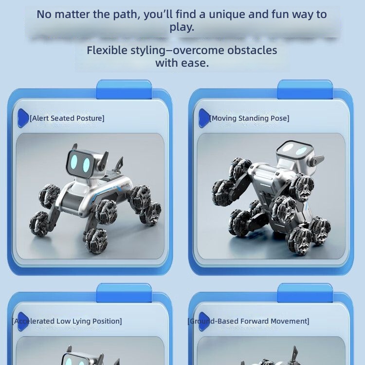 WF Gesture-Controlled Remote-Play Plastic Dog Robot Eight-Wheel All-Terrain 4x4 Off-Road Stunt Climbing Drift Car Toy