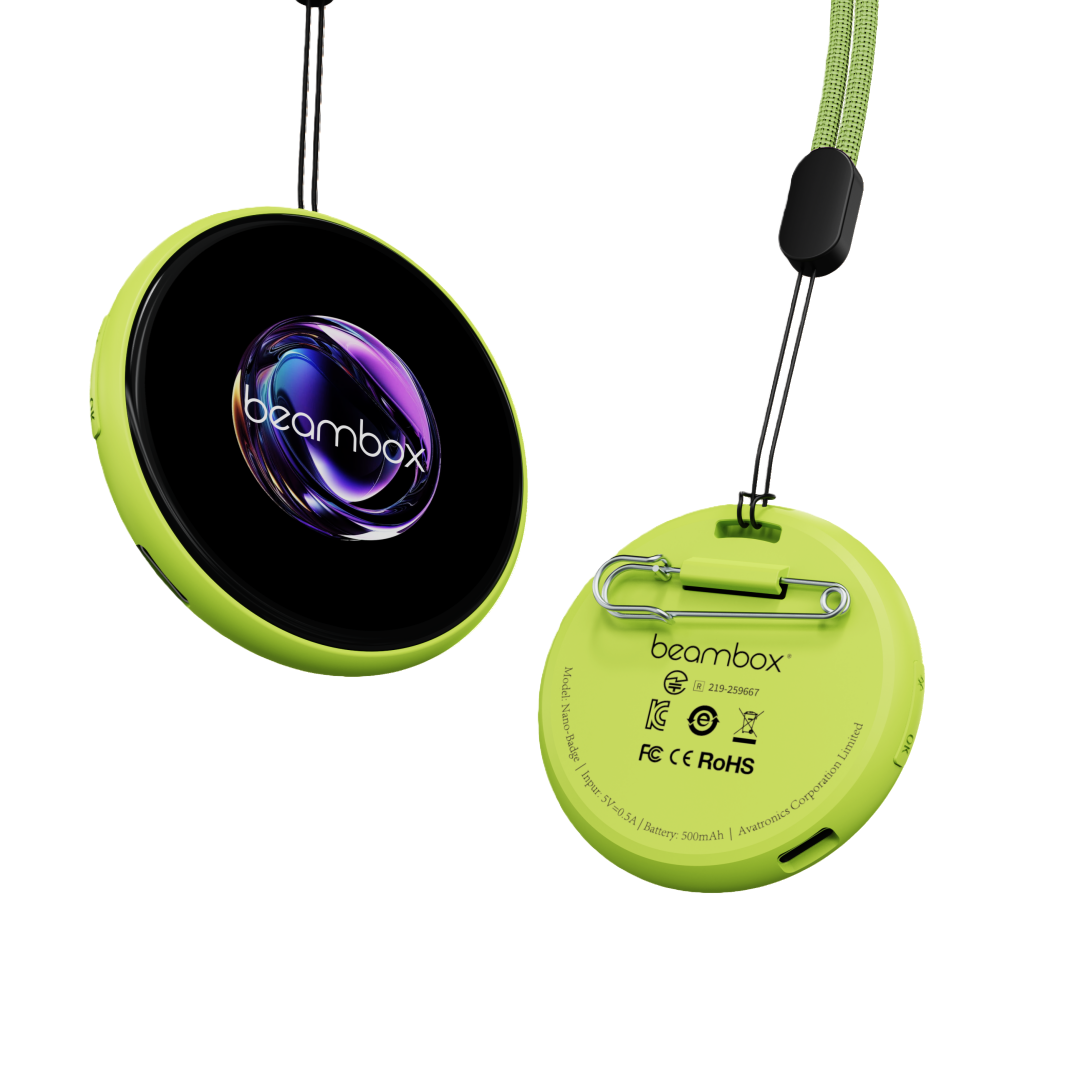 Beambox New Species Educational Toy Trendy Interchangeable Pictures Intelligent AI Touch Screen IPS Wearable Electronic Badge
