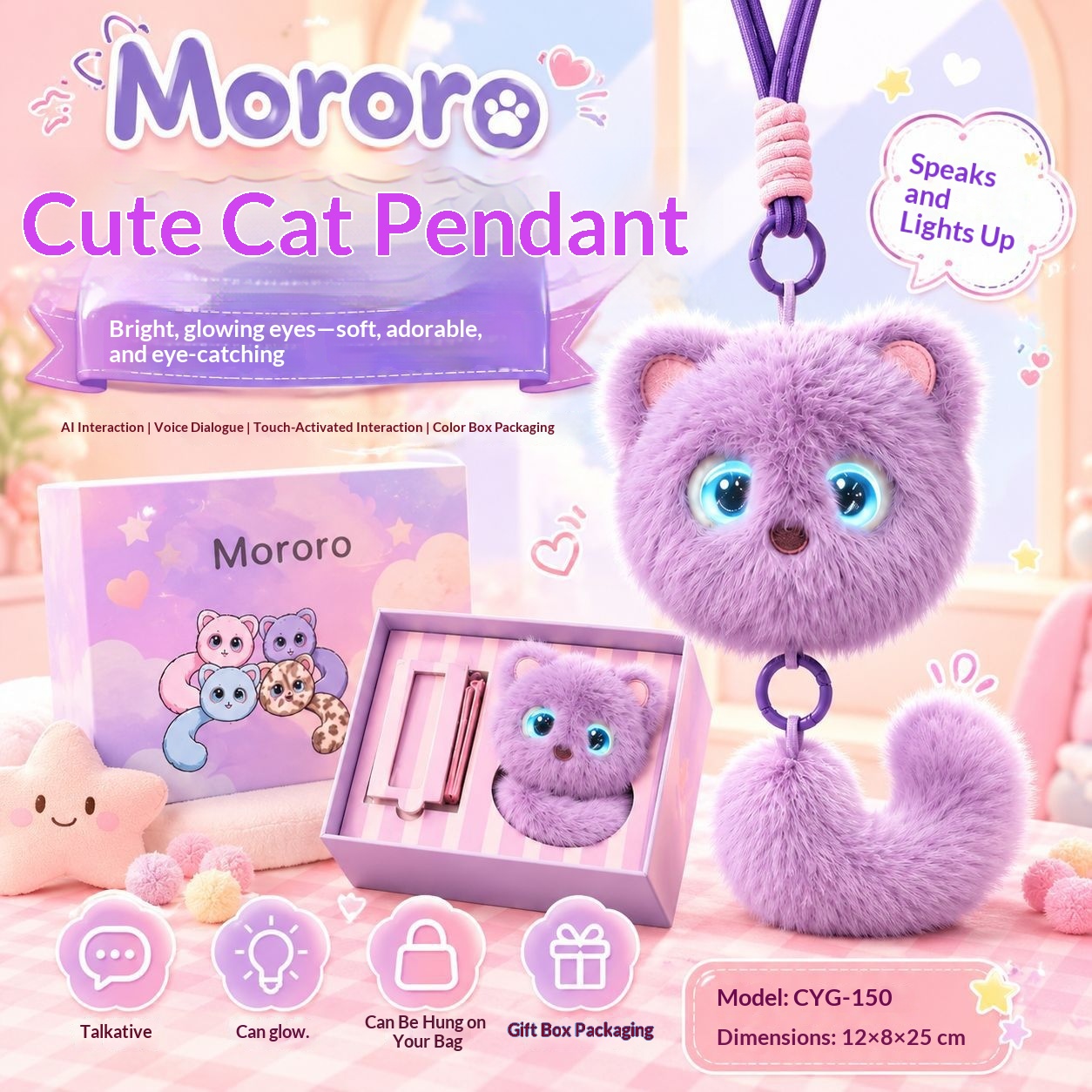 AI Toy Cat Elf Interactive Chat Encyclopedia Answers Perfect Gift for KidsSoft Cute AI Plush Robot Toy PP Cotton Filled