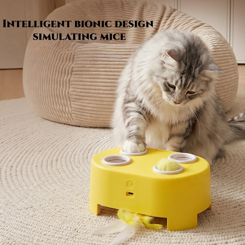 Wholesale Multifunctional Electric Cat Toy Bionic Pop Ball Feather Teaser USB Charging Pet Interactive Toy