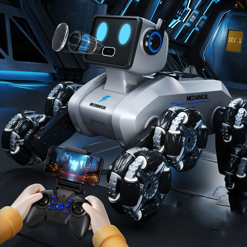 Intelligent 8K Remote Control Robot Dog Car for Kids Electric RC Animal with Eight Wheels Gesture Sensing Features