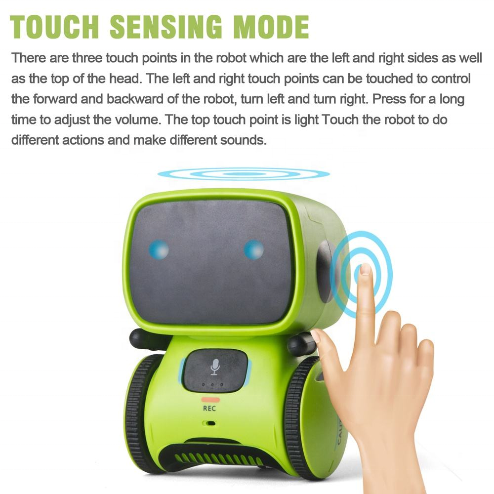 Voice Control Touch Sensor Robot 360 Spin Record Repeat Singing Dancing LED Eyes Plastic Educational Toy Gift Kids