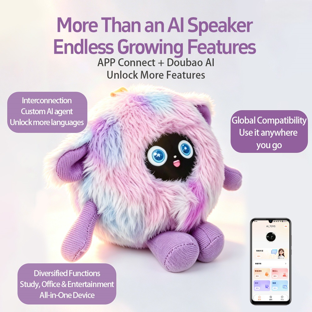 AI Smart Self-Learning Educational Plush Toy Multilingual Real-Time Translation Companion Electronic Music Portable USB Charging