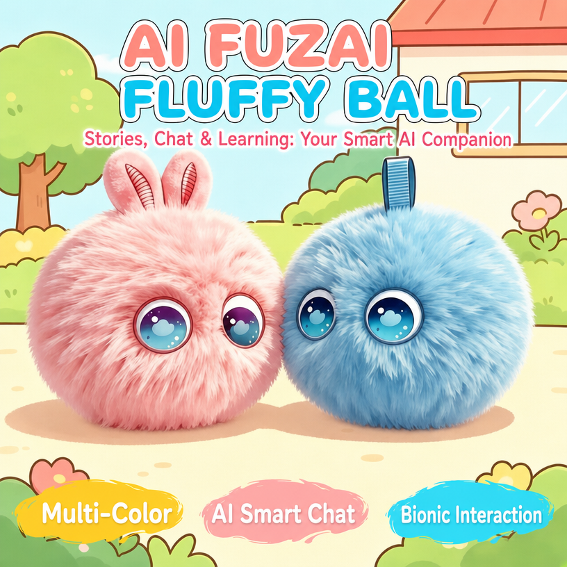 Wholesale Funny Educational AI Smart Fluffy Pom Pom Plush Ball Talking Interactive Keychain Toy Polyester Filled PP Cotton 10cm