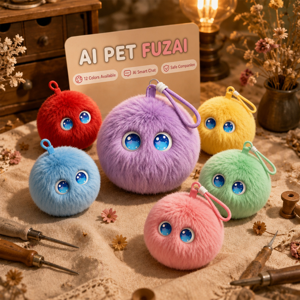 Wholesale Funny Educational AI Smart Fluffy Pom Pom Plush Ball Talking Interactive Keychain Toy Polyester Filled PP Cotton 10cm