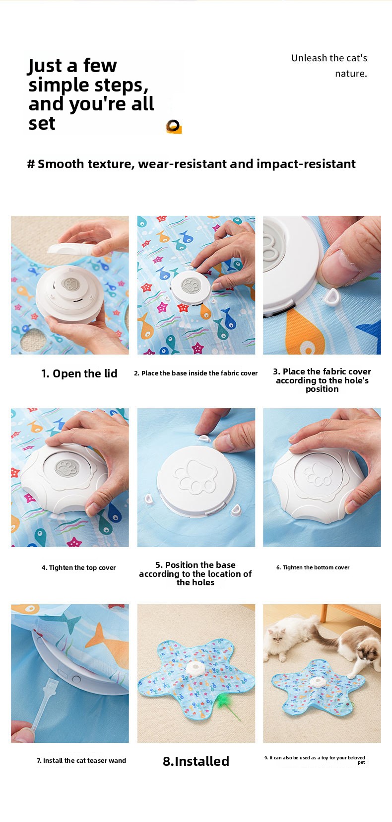Cat Toy Electric Automatic Rotating Feather Teaser Mat Interactive Kitten Play Pet Toys Supplies Accessories Products Indoor