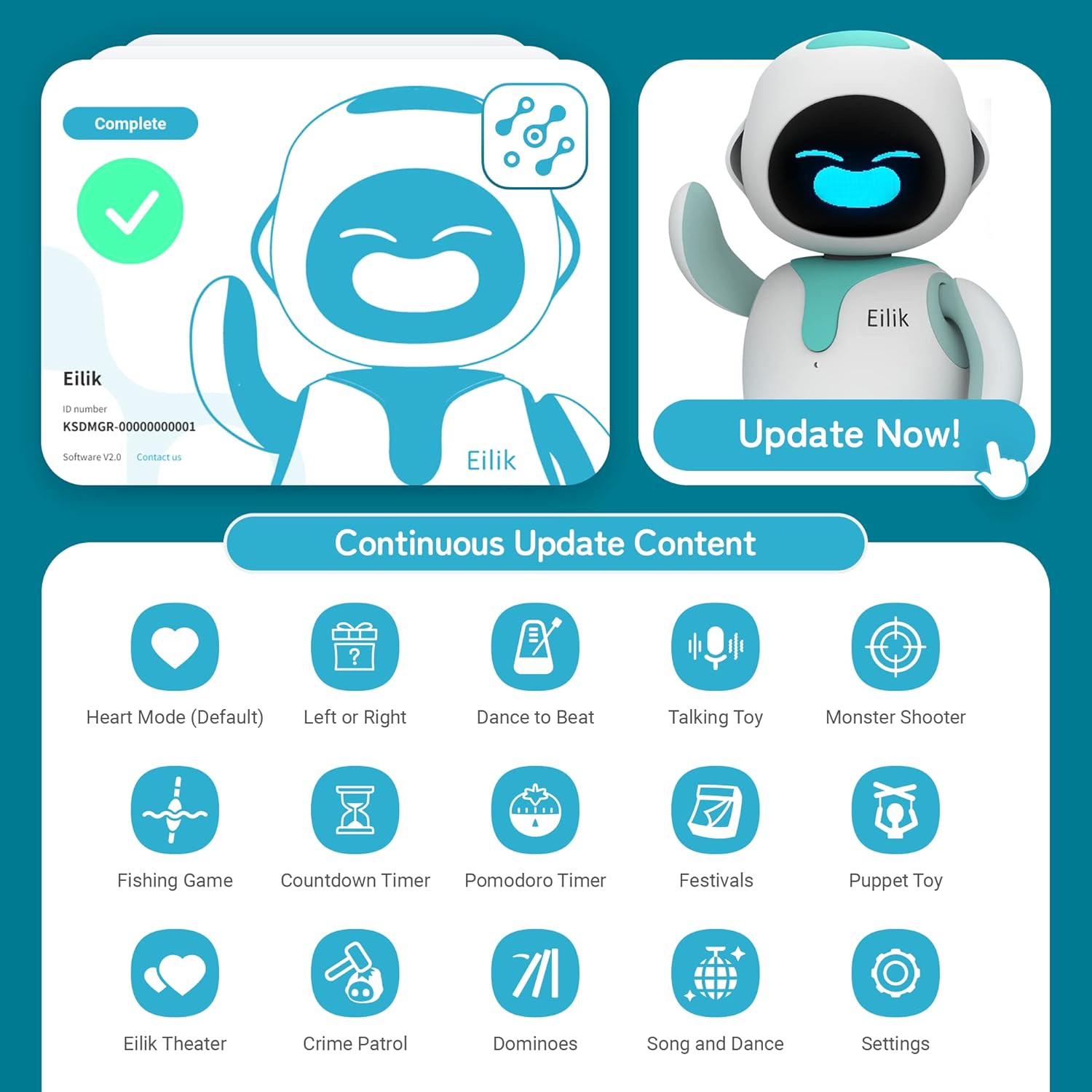 Eilik A Cute Robot Pets for Kids and Adults, Your Perfect Interactive Companion at Home or Workspace, Unique Gifts