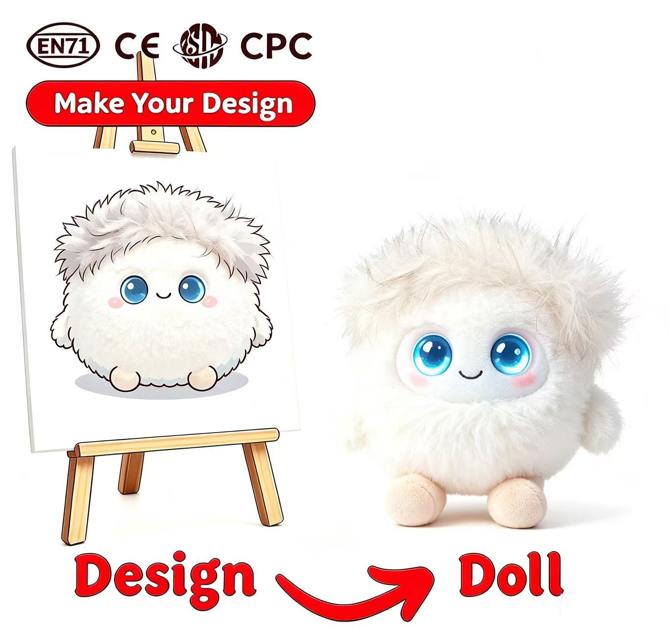 Custom Design AI Electronic Plush Toy OEM ODM CPC EN71 Certified Logo Wholesale Birthday Mini Blue Curly Hair Sound Light USB